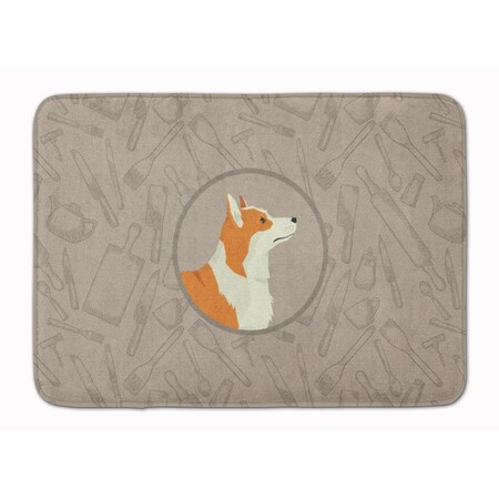 Carolines Treasures Pembroke Corgi in the Kitchen Machine Washable Memory Foam Mat CK2201RUG